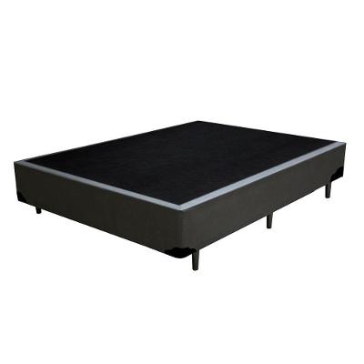 Cama Box Viúva Solteiro Sintético Estrutura em Madeira Courino Cinza Homequeen