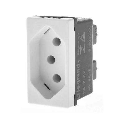 Tomada 2P+T 10A 250V 615040BC com Fixação por Parafuso 1M Branco Pial