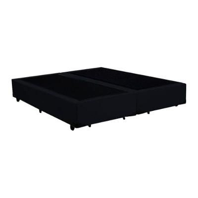 Cama Box Queen Bipartido Homequeen Suede Preto 40x158x198 Estrutura em Madeira com Pés de Madeira