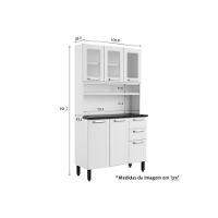 Kit de Cozinha Compacta Múltipla c/ 6 Portas (3 c/ Vidro) e 2 Gavetas 105cm Branco/Preto - Bertolini