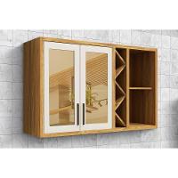 Armário de Cozinha Modulado Tempranillo 2 Portas Vidro Reflecta120cm Amendoa/Off White - Ronipa - 1