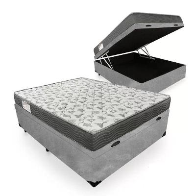Cama Box com Baú Casal 138cm Sereneprime Colchão de Espuma D33 Suede Cinza Sereneprime