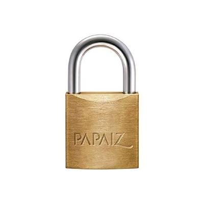 Cadeado 40mm CR40 em Latão com Corpo e Chave em Aço Cementado Dourado Papaiz