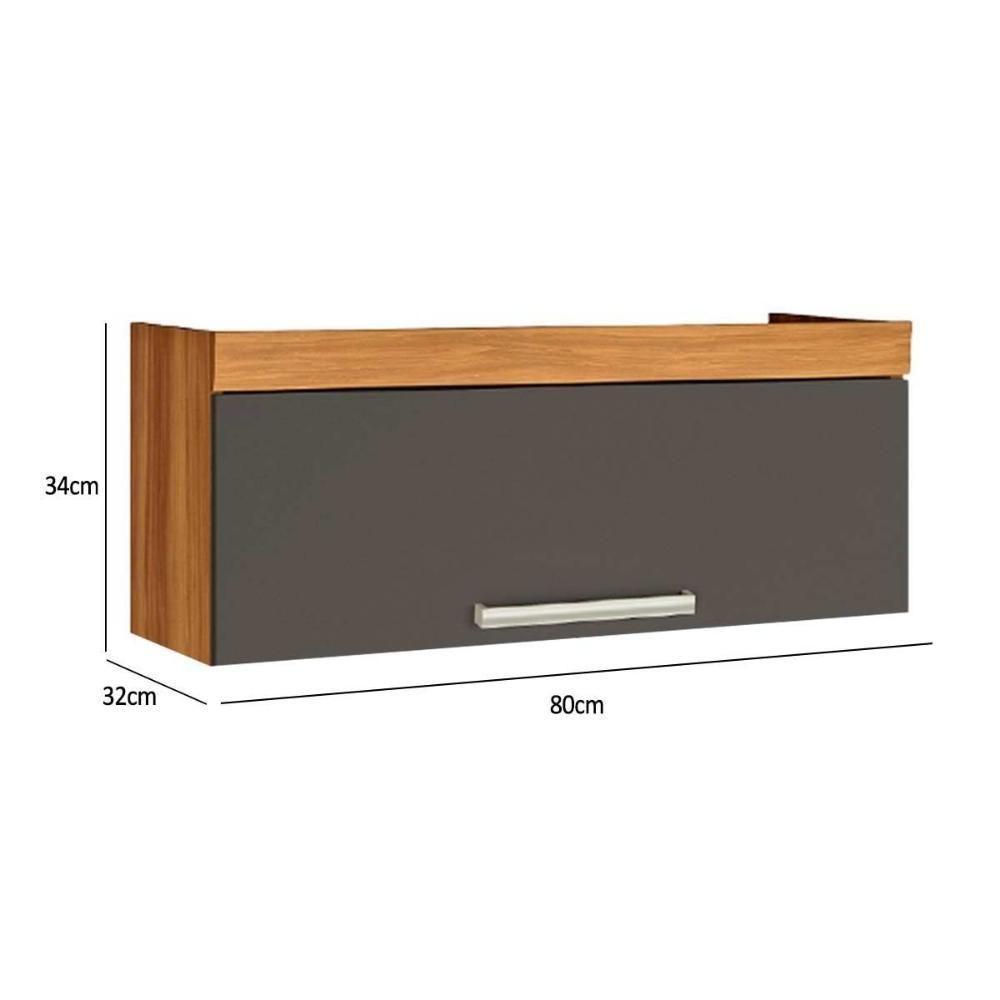 Armário de Cozinha Modulado  Burguesa c/ 1 Porta Basculante Freijó/Branco - Nesher - 3