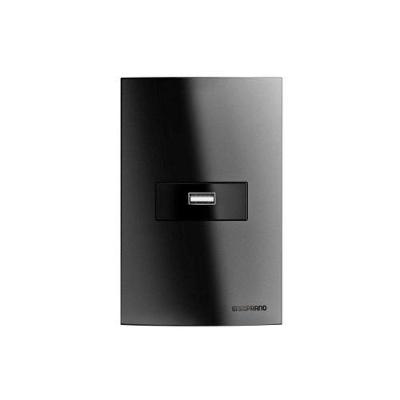 Conjunto Tomada com Usb 2,1A Bivolt 4x2 Linha Brava Preto Soprano