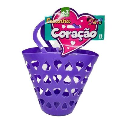 Cestinha Infantil Coração 1026A para Brincar em Plástico Colorido Mini Toys
