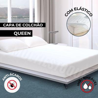 Capa Impermeável para Colchão Queen com Elástico 160x200x30cm 1 Peça Branco Vida Pratika