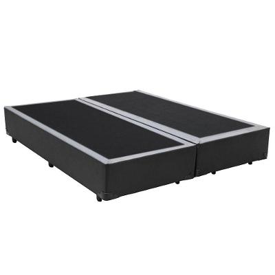 Cama Box Queen Blindado Bipartida Estrutura em Madeira Sintético Cinza Homequeen