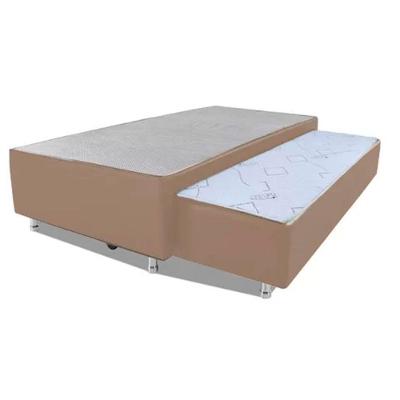 Cama Box Bicama Auxiliar Solteiro Sintético Espuma 8cm Bege Madeira Ortopédica Homequeen