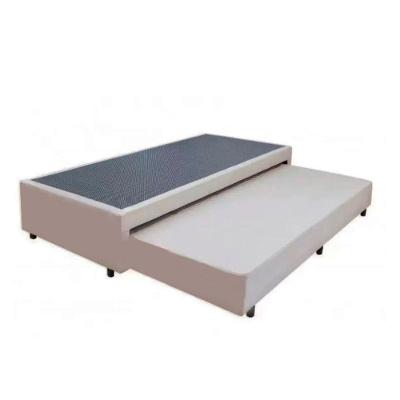 Cama Box Bicama Auxiliar Solteiro Suede Espuma 8cm Ortopédica Madeira Bege Homequeen