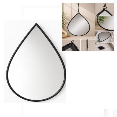 Espelho de Parede Decorativo Gota Irregular 29x19cm com Corrente para Pendurar Preto Utibom