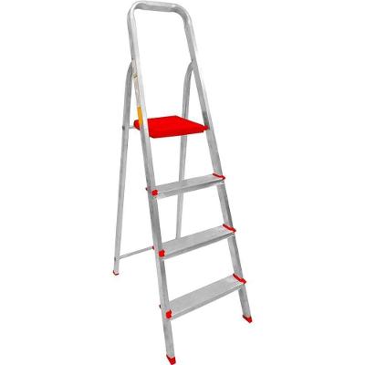 Escada em Alumínio Esc0063 4 Degraus Doméstica com Pés Antiderrapantes Botafogo Lar & Lazer
