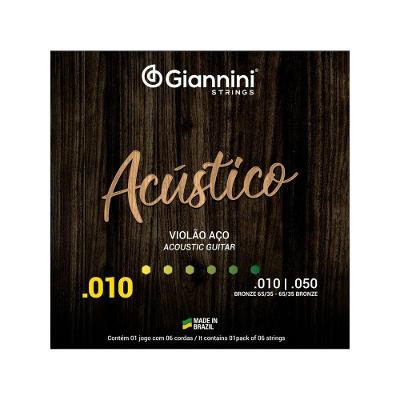Encordoamento para Violão Aço Bronze 65-35 0.010 GESWAM Série Acústico Giannini