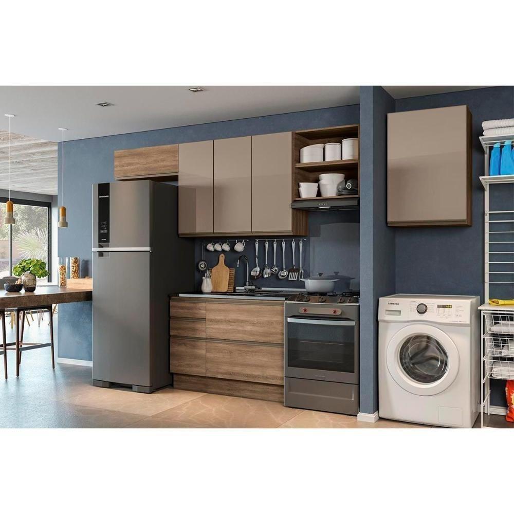 Armário Aéreo p/ Cozinha Maxxi G763 1 Porta c/ Vidro 60cm Nogal - Kappesberg - 4