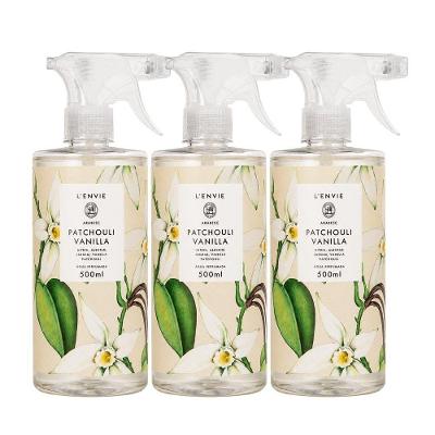 Kit 3 Água Perfumada Patchouli Vanilla para Roupas e Lençóis Transparente L'envie