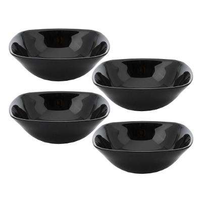 Jogo 4 Bowl Quadrado 13,5cm de Vidro Opalino para Sobremesa e Cereal Preto em Casa Tem