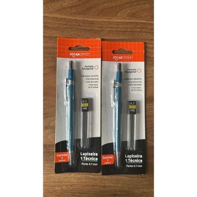 Kit Lapiseira Técnica 0.7mm OEM Jocar Office com Tubo 12 Grafites para Desenho Azul