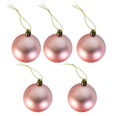 Kit de Enfeites de Natal Bolas Estrela Completo para Árvore Dourado e Rosa com Cordão de Pérolas