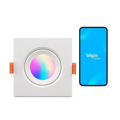 Luminária Smart LED Quadrada Rgb Wi-Fi Elgin Ecospot Compatível com Alexa e Google Home 5W Bivolt