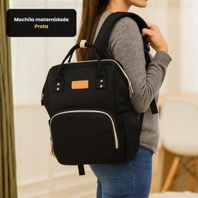 Mochila Maternidade Lovely Baby com Compartimentos Internos Preta Unik