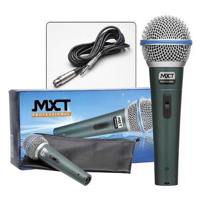 Microfone Dinâmico com Fio Pro BT-58A Metal Cabo 4,5m para Voz em Estúdio e Palco Grupo MXT