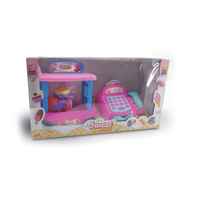 Kit Brinquedo Infantil Caixa Registradora e Sorveteira Rosa com Acessórios Bs Toys