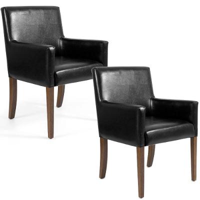 Kit 2 Poltronas Decorativas Liverpool Sala de Estar Couro Sintético Preto Gran Belo