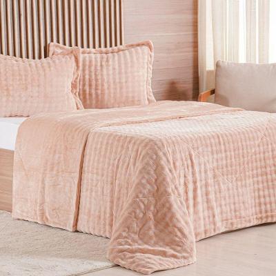 Kit Colcha Casal Luxor Dubble 220x240cm 100% Poliéster Rosa Areia Tessi