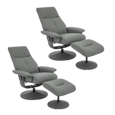 Kit 2 Poltronas de Massagem Reclinável Arizona Pu Fendi com Apoio de Pés Gran Belo
