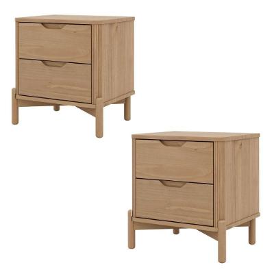 Kit 2 Mesa de Cabeceira 3300U 1 Gaveta Madeira Maciça Marrom Milani Movelaria