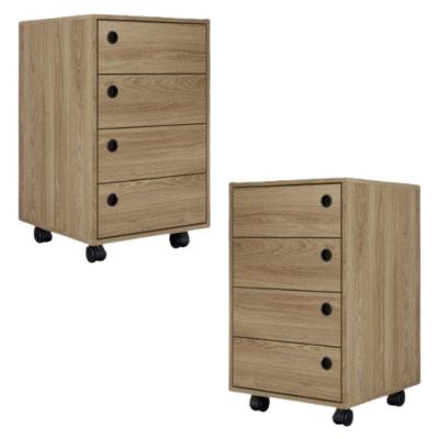 Kit 2 Gaveteiros Multiuso P1072 Moderno 2 Gavetas MDP Oak Placa & Ponto