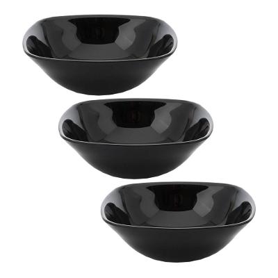 Jogo 3 Bowl Preto de Vidro Opalino Mini Tigela Quadrada 13,5cm Sobremesa em Casa Tem