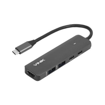 Hub Usb Type C 5 em 1 com 2 Usb 3.0 Hdmi 4K e Type C Pd 100W Compatível com Windows e Mac Vinik