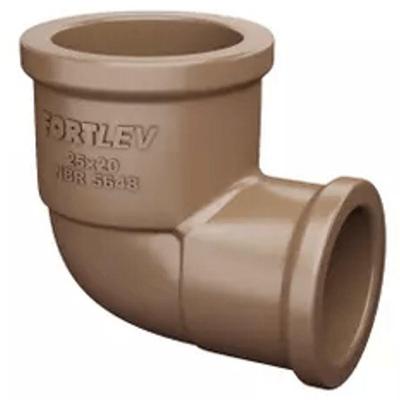 Joelho 90 Redução Soldável 25x20mm 10422523 Pvc Marrom para Sistema de Água Fria Fortlev