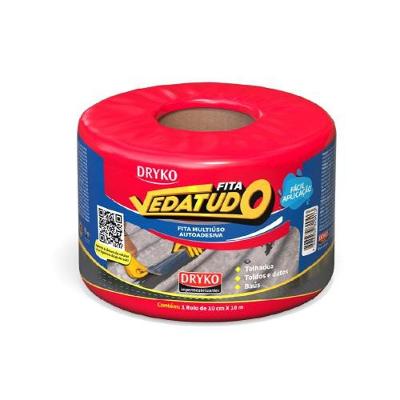 Fita Asfáltica Aluminizada Vedatudo 10cm X 10 Metros para Vedação em Concreto Metal e Madeira Dryko