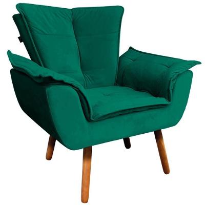 Poltrona Decorativa Charger Veludo com Pés Palito Verde G19 Gran Belo