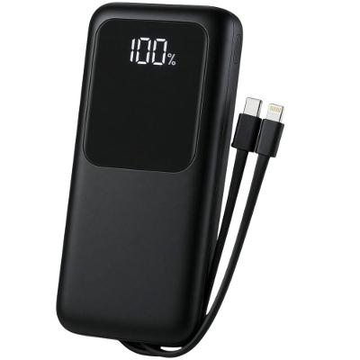 Power Bank MDM com Visor Digital e Cabos Usb C e Lightning Preto