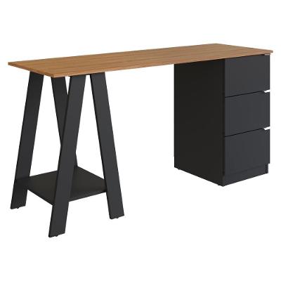 Mesa Escrivaninha Cavalete B62 2 Gavetas 135cm Preto Nova Mobile