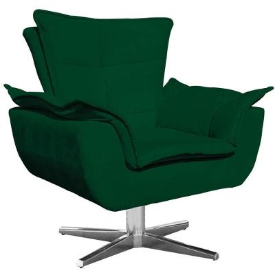 Poltrona Decorativa Charger G19 Suede Verde com Base Giratória Cromada Gran Belo