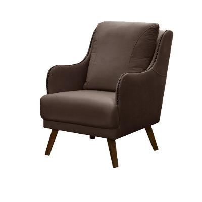 Poltrona Decorativa Catar G33 Suede com Tachas Confortável Marrom Gran Belo
