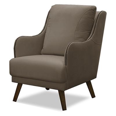 Poltrona Decorativa Catar G33 Suede Cinza com Tachas Confortável para Sala de Estar Gran Belo