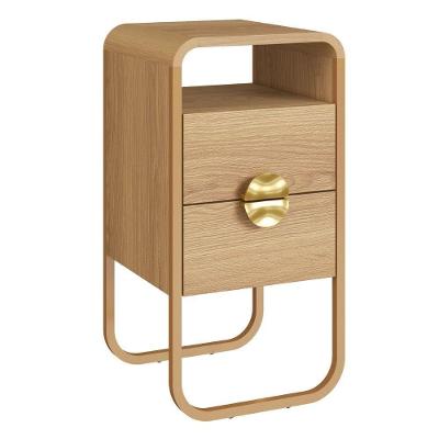 Mesa de Cabeceira Luna 28092 2 Gavetas MDP Orgânico Dourado Artesano Móveis