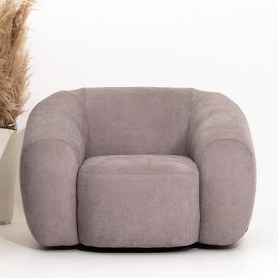 Poltrona Decorativa Cannes Giratória em Linho Prata com Base em Aço Carbono Gran Belo