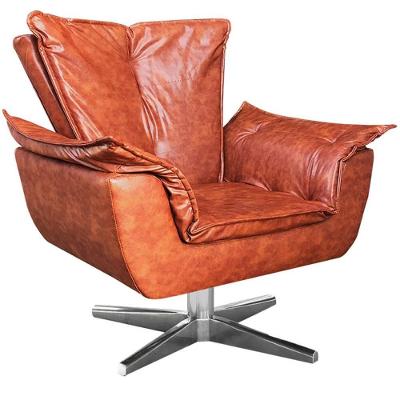 Poltrona Decorativa Charger G19 Base Giratória Couro Sintético Marrom Gran Belo