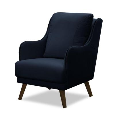 Poltrona Decorativa Catar G33 Veludo Azul Marinho com Tachas para Sala de Estar Gran Belo