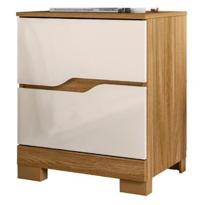 Mesa de Cabeceira Ares 2 Gavetas Mdf Mdp Freijo Off White Moval Móveis