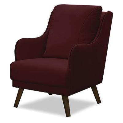 Poltrona Decorativa Catar G33 Veludo Marsala com Tachas para Sala de Estar Gran Belo