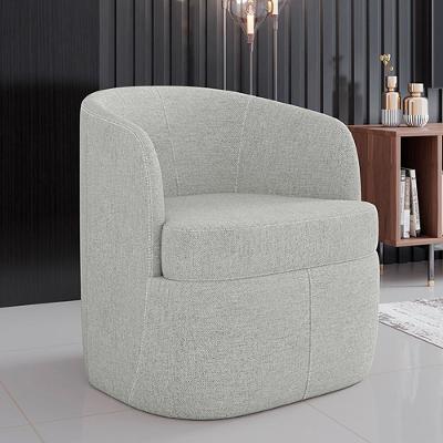 Poltrona Decorativa Bel G33 Base Giratória Linho Conforto Cinza Gran Belo