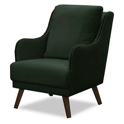 Poltrona Decorativa Catar G33 em Veludo Verde com Detalhes em Tachas Gran Belo