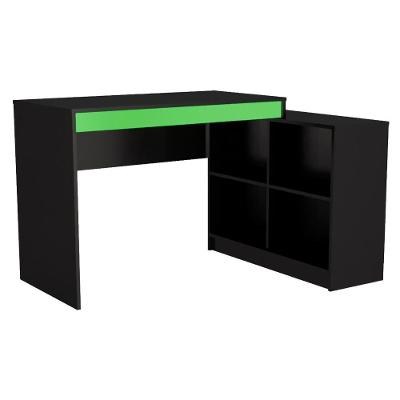 Mesa Computador de Canto Gamer B24 Moderno 180cm Preto Verde Nova Mobile